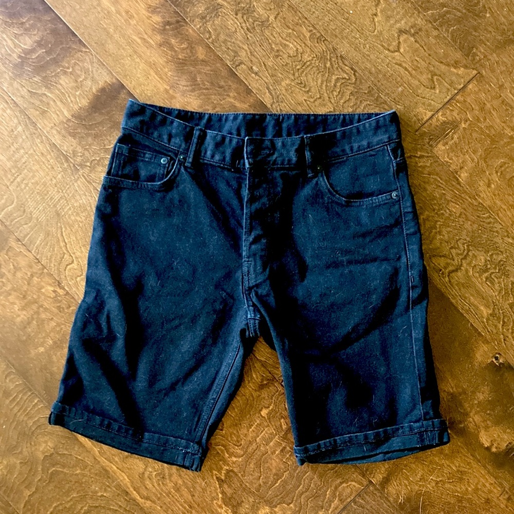 H&M mens black jean shorts size 30 slim